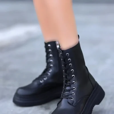 بوت و نیم‌ بوت زنانه چکمه بافتی مشکی رکسین برند Genel Markalar - 8133