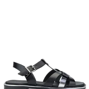 کفش صندل زنانه ساده مشکی از چرم طبیعی برند Tamer Tanca - 8230