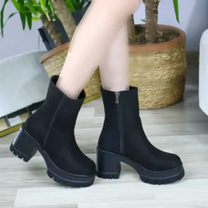 بوت و نیم‌ بوت زنانه پلتفرم با पاشنه 8 سانتی‌متری مشکی از جیر برند asmi shoes - 7765