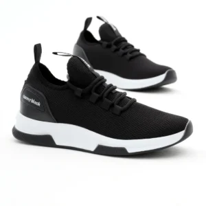 کفش کتانی زنانه ورزشی بنددار با زیره پلی و پارچه تنفسی مشکی و سفید برای تمامی جنسیت‌ها برند Tonny Black - 7725