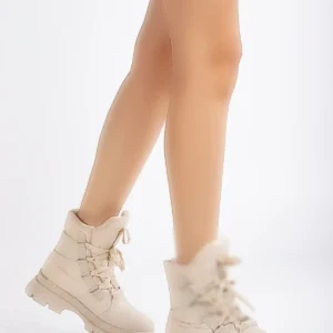 بوت و نیم‌ بوت زنانه برفی با زیره ضخیم بنددار به رنگ بژ برند Tonny Black - 8361