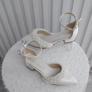 کفش پاشنه‌ بلند زنانه 3 سانتی‌متری با جزئیات مرواریدی برند Almera's Shoes - 7986