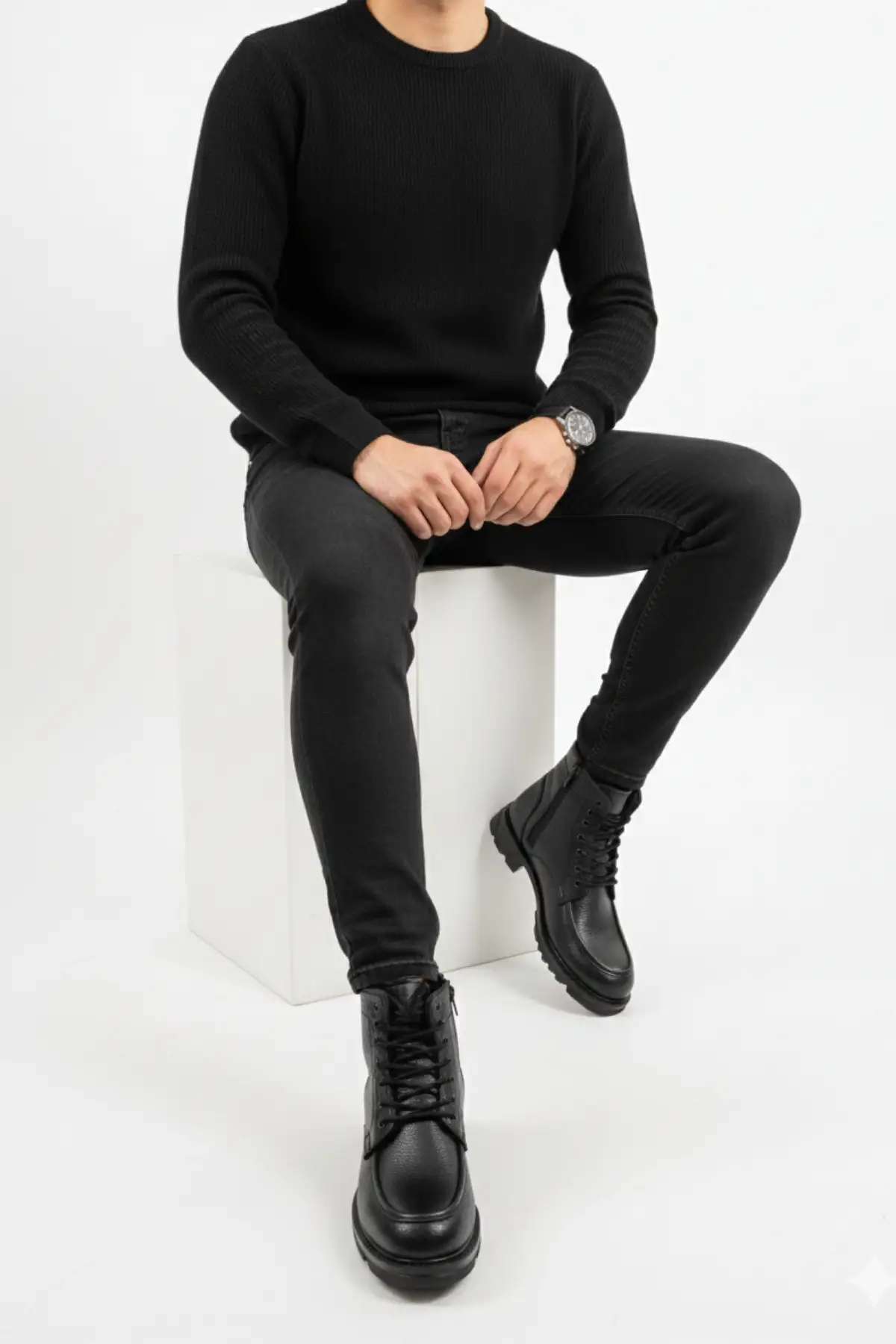 بوت مردانه پوتین چرم مصنوعی  با کفی ترمو ضدلغزش و بنددار برند Tomato Bags - 8343 بوت مردانه پوتین چرم مصنوعی با کفی ترمو ضدلغزش و بنددار برند Tomato Bags - 8343