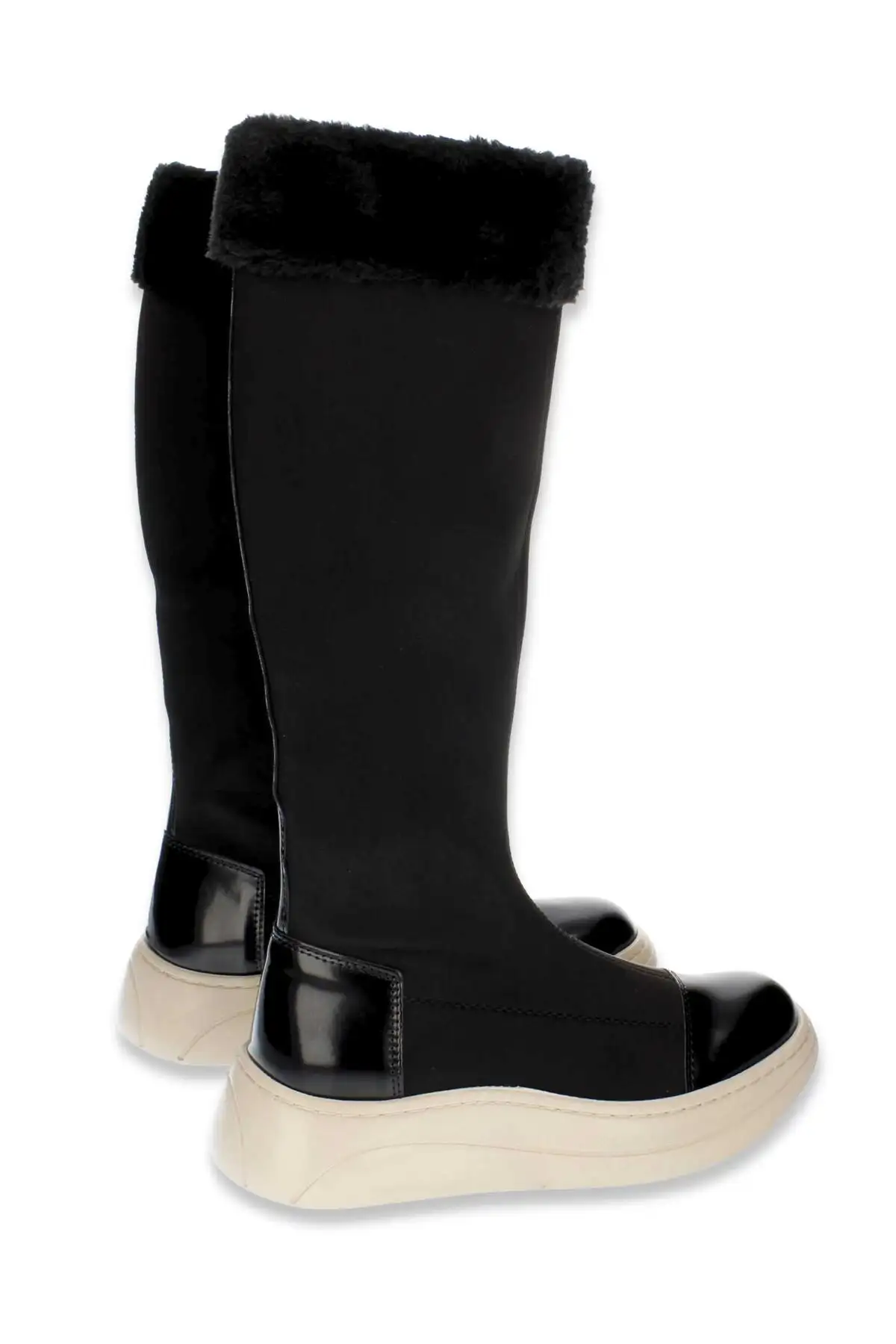 بوت و نیم بوت زنانه چکمههای رزشی  با زیره ضخیم  جزئیات خز سیاه تا بالای زان برند CZ London - 8129 بوت و نیم بوت زنانه چکمههای رزشی با زیره ضخیم جزئیات خز سیاه تا بالای زان برند CZ London - 8129