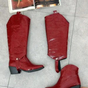 بوت و نیم‌ بوت زنانه چکمه د قطعه‌ای طرح کرک برد (ارزلا) برند ERVANIN BUTİĞİ - 8110