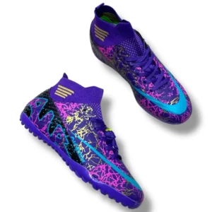 کفش فوتبال فوتسال با جوراب لالیگا طرح بنفش و آبی برند LALİGA - 8171