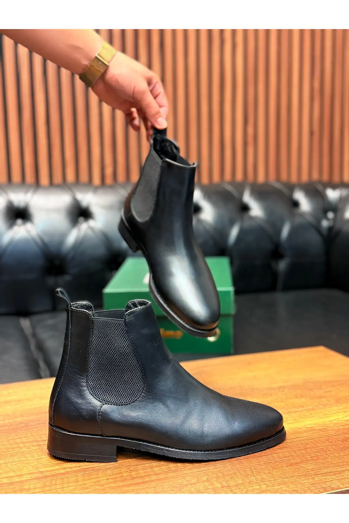 بوت مردانه چکمه چلسا  پرستیژ بلک (چرم طبیعی) برند Avni Ceylan - 7582 بوت مردانه چکمه چلسا پرستیژ بلک (چرم طبیعی) برند Avni Ceylan - 7582