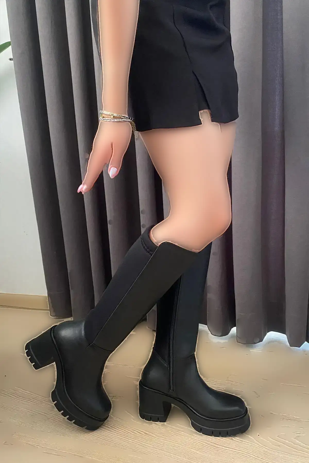 بوت و نیم بوت زنانه چکمه های پلتفرم کشی پاسنت 680 برند La Vivi - 8125 بوت و نیم بوت زنانه چکمه های پلتفرم کشی پاسنت 680 برند La Vivi - 8125