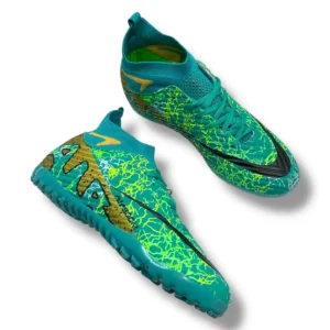 کفش فوتبال فوتسال با جوراب جدید مدل طرح طوسی و طلایی برند LALİGA - 8175