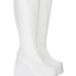 بوت و نیم‌ بوت زنانه سفید با زیره ضخیم زیپ تا زیر زان برند CZ London - 8124