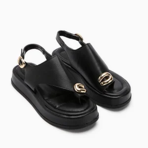 کفش صندل زنانه سندل تراویای مشکی با بند انگشتی و قفل دار برند Limoya - 8218