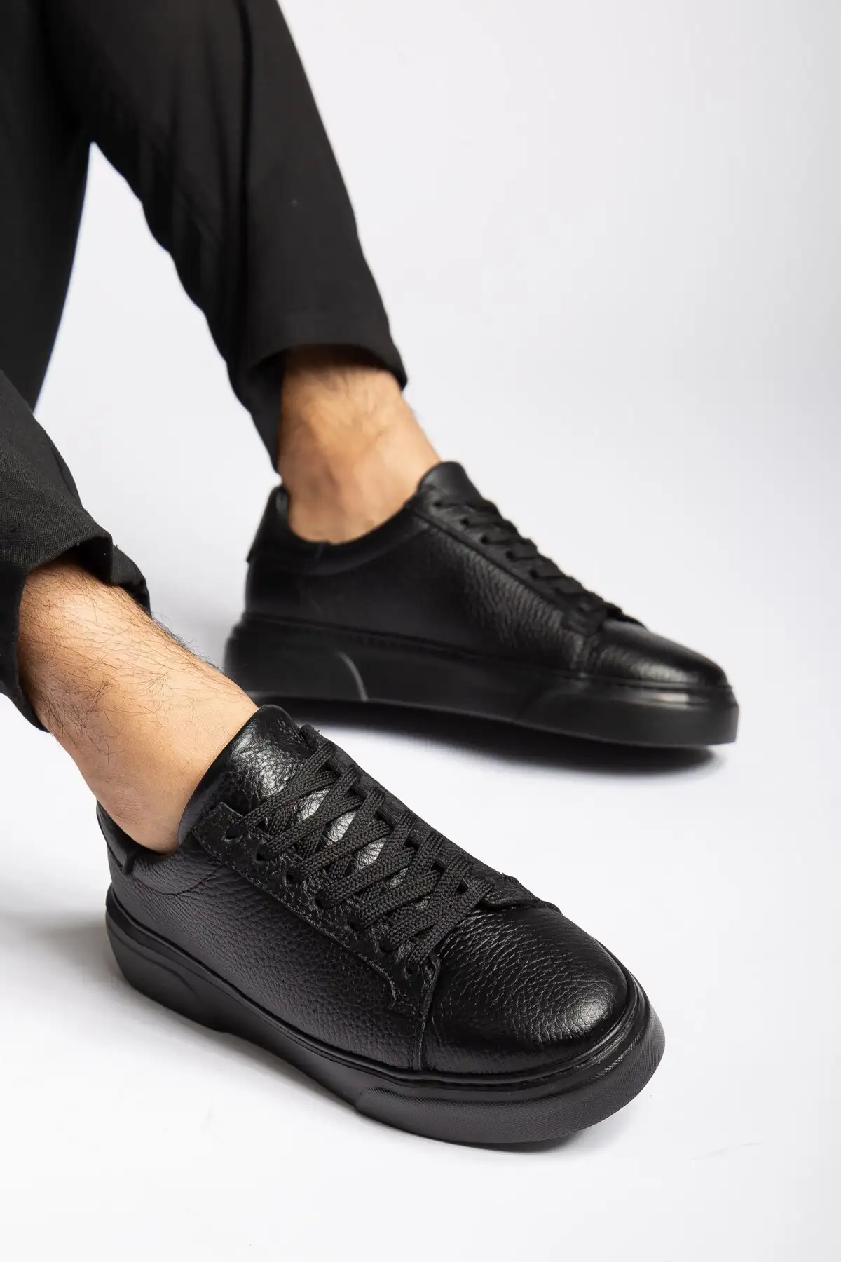 کفش سایز بزرگ مردانه چرم طبیعی با کفی ضخیم و دوخت کناری برند depderi - 7862