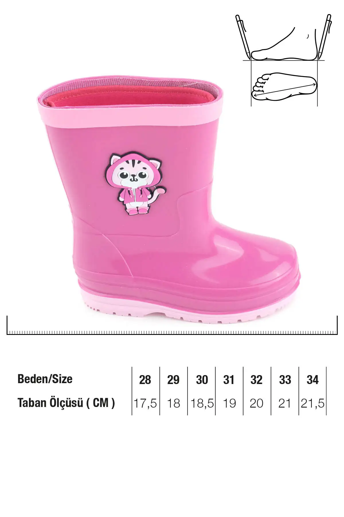 بوت بچگانه چکمه بارانی دخترانه با آستری قابل جداشدن و ضدآب برای زمستان برند Gezer - 7633 بوت بچگانه چکمه بارانی دخترانه با آستری قابل جداشدن و ضدآب برای زمستان برند Gezer - 7633