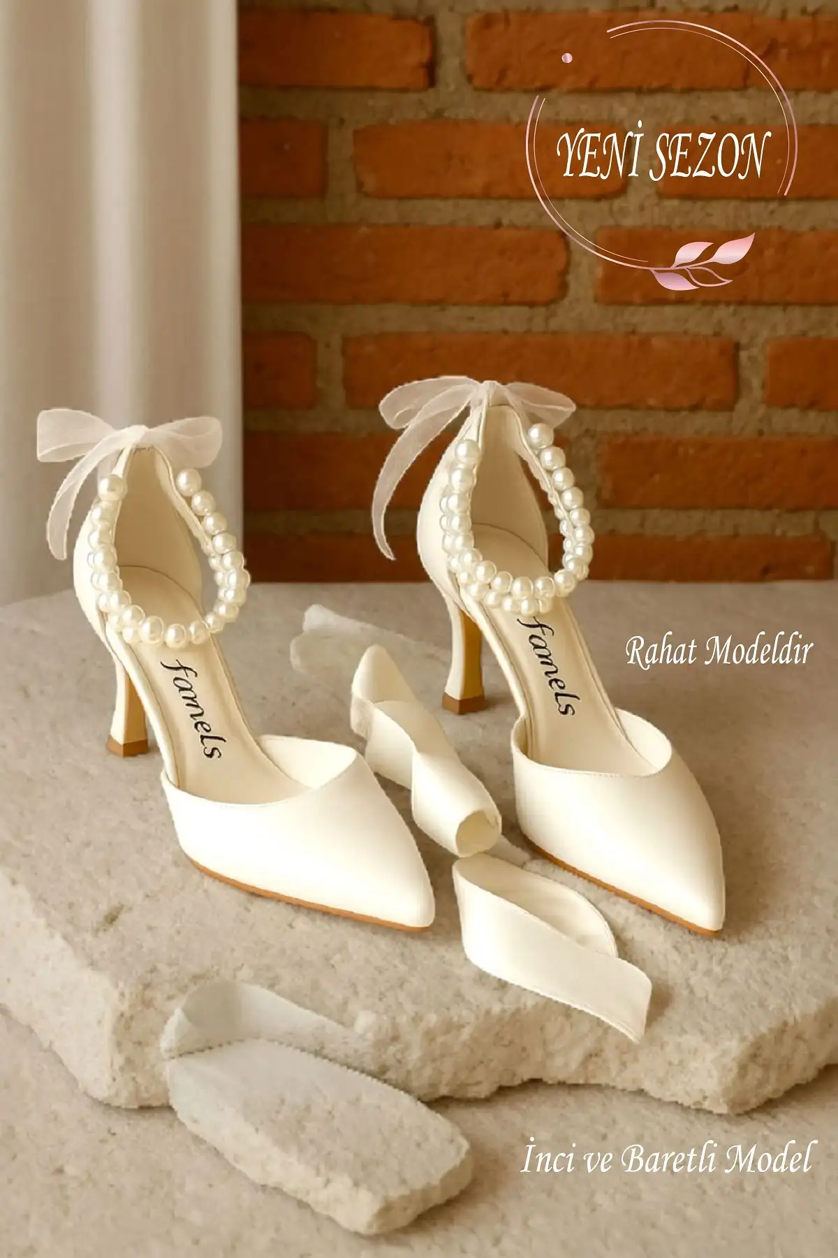 کفش پاشنه بلند زنانه  پاشنه ی با مروارید دوگانه،  عروسی با مروارید و کلاه،  مجلسی برای مراسم شب برند Famels - 7980 کفش پاشنه بلند زنانه پاشنه ی با مروارید دوگانه، عروسی با مروارید و کلاه، مجلسی برای مراسم شب برند Famels - 7980