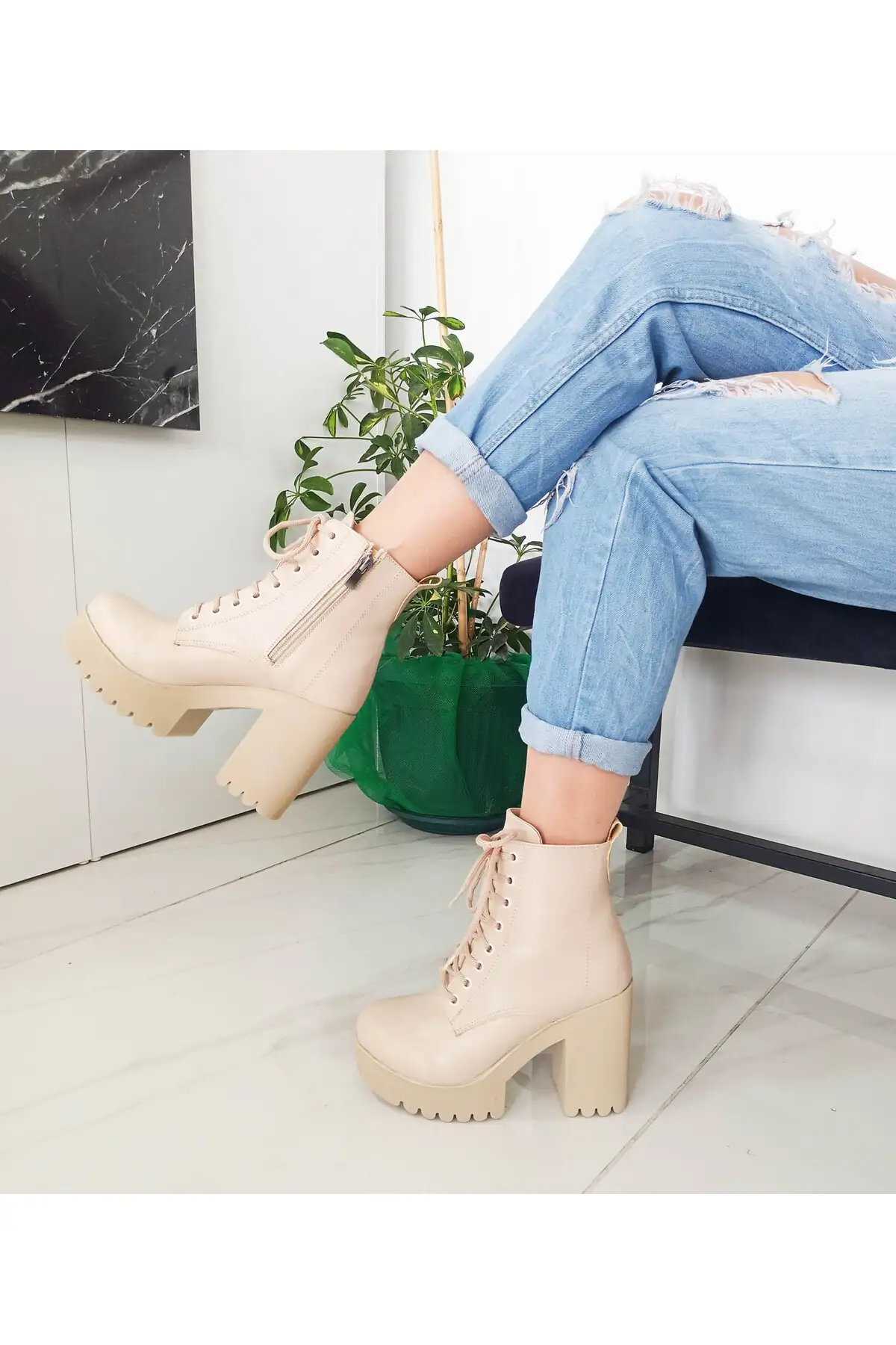 بوت و نیم بوت زنانه پتین  چرم طبیعی رنگی با پاشنه بلند ضخیم برند GDT Ayakkabı - 7810 بوت و نیم بوت زنانه پتین چرم طبیعی رنگی با پاشنه بلند ضخیم برند GDT Ayakkabı - 7810