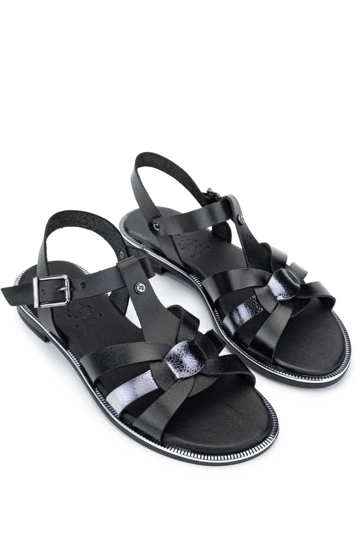 کفش صندل زنانه   ساده مشکی از چرم طبیعی برند Tamer Tanca - 8230 کفش صندل زنانه ساده مشکی از چرم طبیعی برند Tamer Tanca - 8230