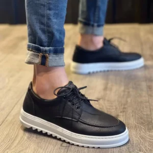 کفش سایز بزرگ مردانه KN-T12 کلاسیک روزمره با بند CBT - سیاه برند Lucy Shoes - 7900