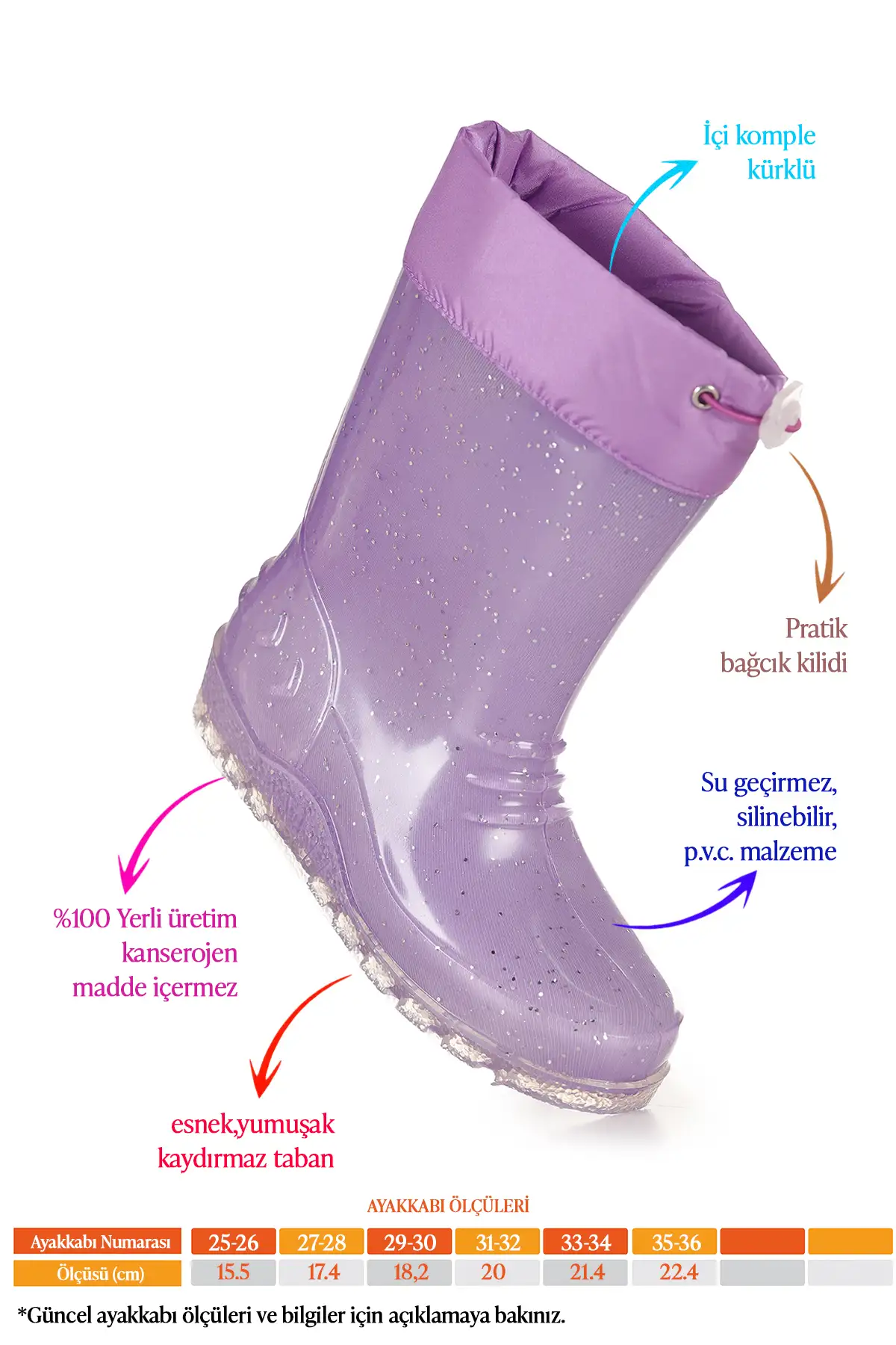 بوت بچگانه چکمه بارانی دخترانه ساوانا ضد آب برند Kiko Kids - 7607