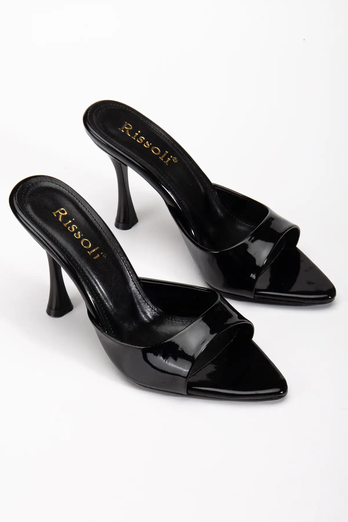 کفش صندل زنانه ساندال پاشنه‌دار مشکی با نوک تیز ریسولی برند RİSSOLİ - 8231