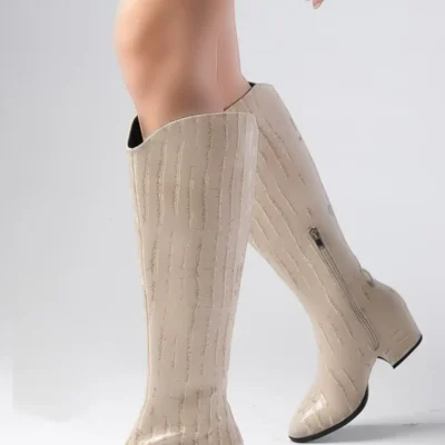 بوت و نیم‌ بوت زنانه چکمه‌های طرح کرکدیل رنگ بژ نلا برند Mio Gusto - 8134