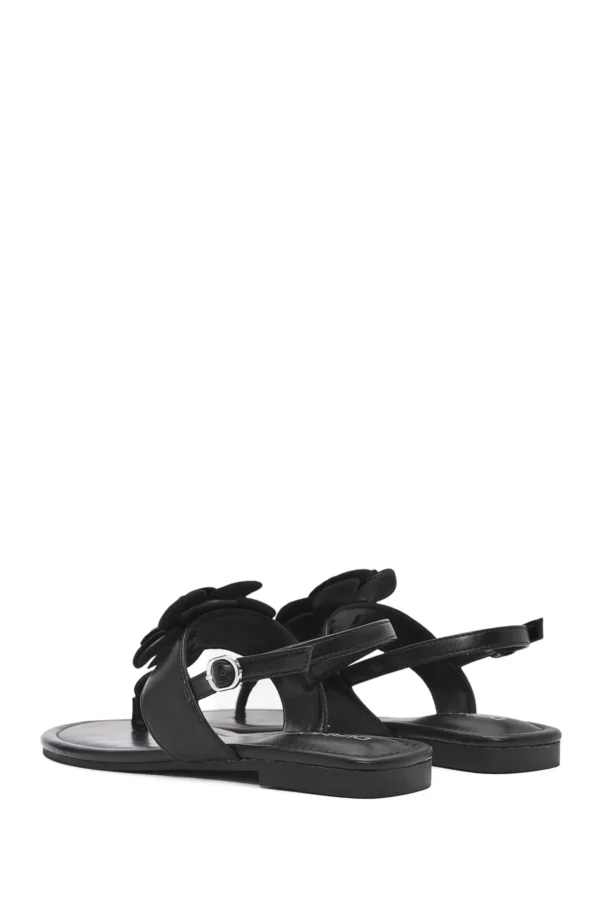 کفش صندل زنانه Sandalet مشکی با جزئیات گل‌دار 25SFE401218 برند Derimod - 8277