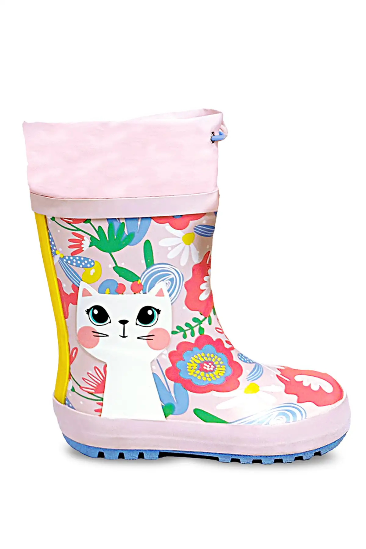 بوت بچگانه پوتین بارانی صورتی دخترانه با طرح گربه و گل برند Denokids - 7932 بوت بچگانه پوتین بارانی صورتی دخترانه با طرح گربه و گل برند Denokids - 7932