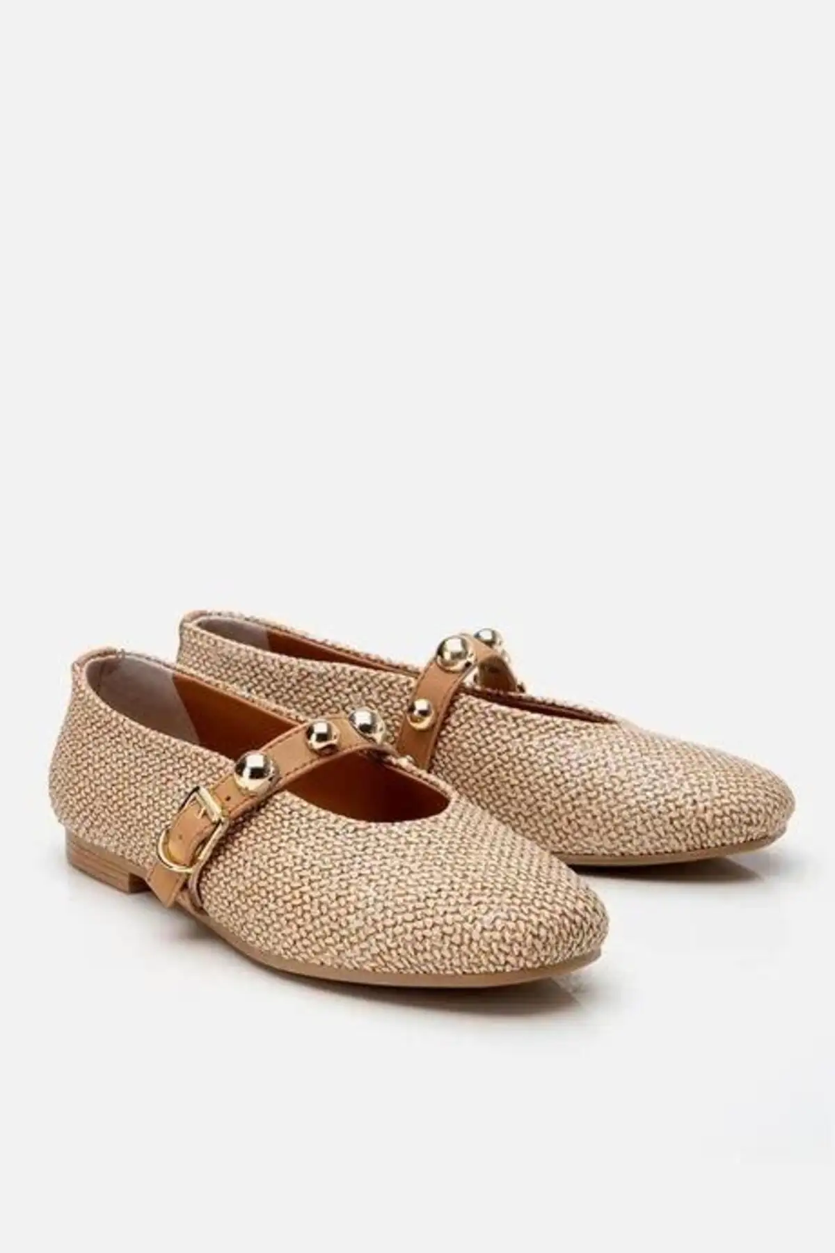 کفش تخت زنانه بابت  بژ با جزئیات حصیری برند Yaya by Hotiç - 8316 کفش تخت زنانه بابت بژ با جزئیات حصیری برند Yaya by Hotiç - 8316