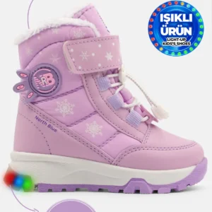 بوت بچگانه کفش دخترانه با چراغ، مناسب کودکان، با داخلی پشمی و زیره ضد لغزش برند Ayakkabı City - 7637