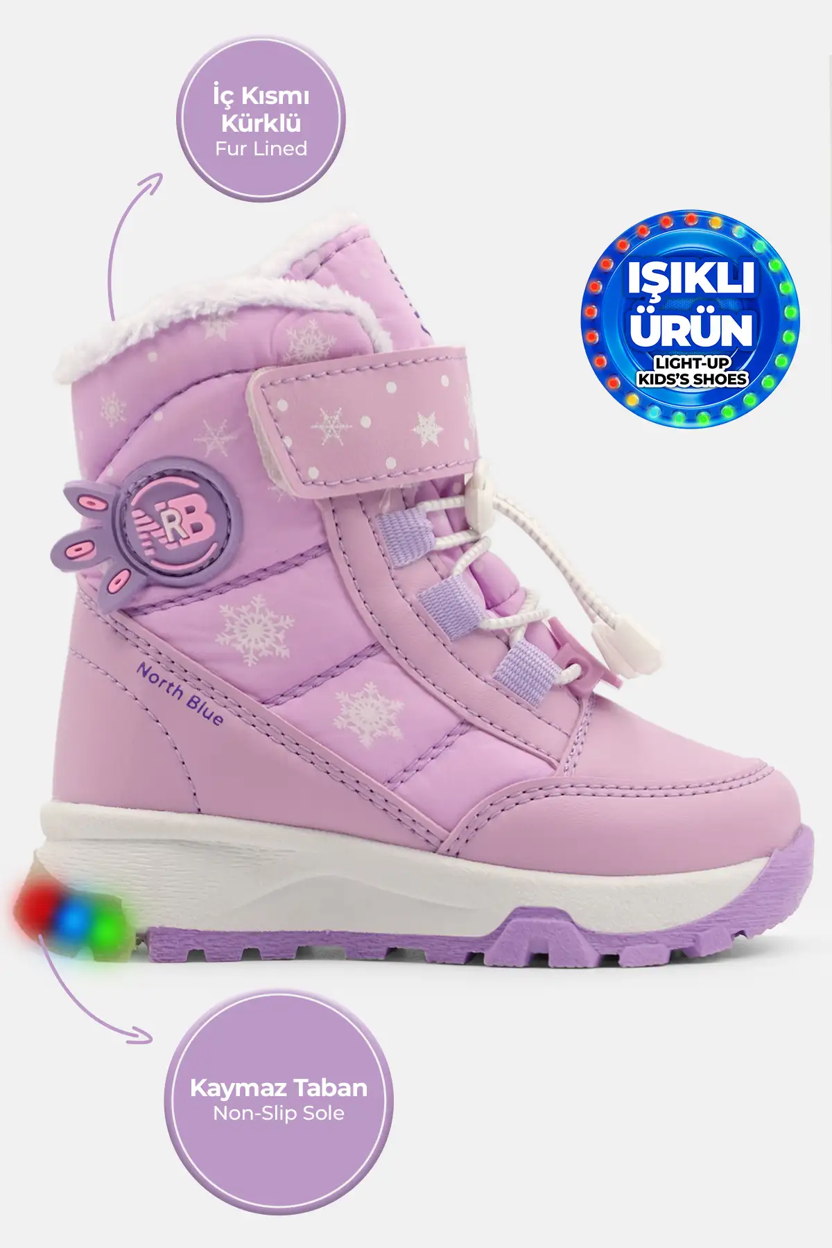 بوت بچگانه کفش دخترانه با چراغ، مناسب کودکان، با داخلی پشمی و زیره ضد لغزش برند Ayakkabı City - 7637 بوت بچگانه کفش دخترانه با چراغ، مناسب کودکان، با داخلی پشمی و زیره ضد لغزش برند Ayakkabı City - 7637