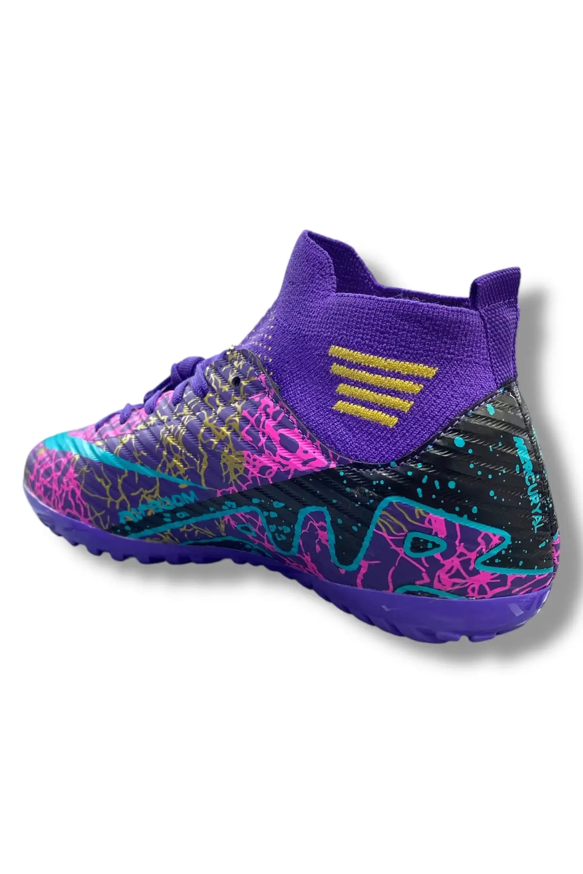 کفش فوتبال  فوتسال با جوراب لالیگا طرح بنفش و آبی برند LALİGA - 8171 کفش فوتبال فوتسال با جوراب لالیگا طرح بنفش و آبی برند LALİGA - 8171