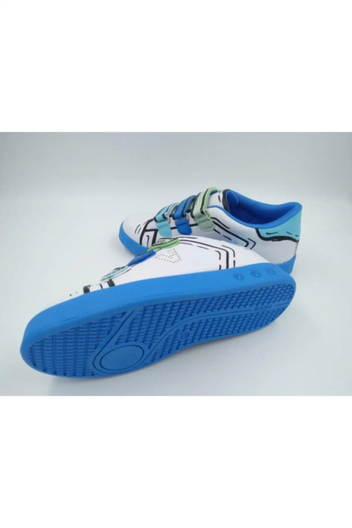 کفش پسرانه ورزشی نقره‌ای آبی و سفیدی پیکاسو برند Vicco - 8294