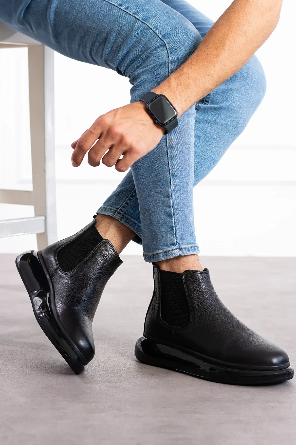 بوت مردانه  مشکی چرم طبیعی فلوتری مدل آنجلس  برند Safari Ayakkabı - 7598 بوت مردانه مشکی چرم طبیعی فلوتری مدل آنجلس برند Safari Ayakkabı - 7598