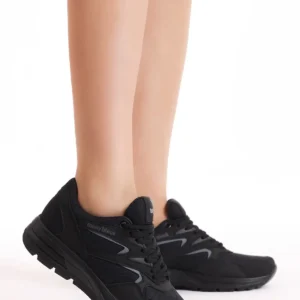 کفش کتانی زنانه ورزشی با بافت تنفسی و بنددار از جنس پلی استر مشکی برای استفاده جنسیت‌های مختلف برند Tonny Black - 7961