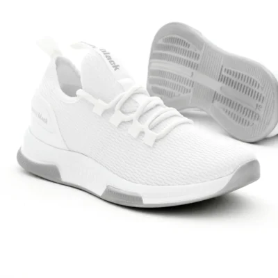 کفش کتانی زنانه ورزشی با زیره پلی و بنددار از جنس پارچه قابل تنفس سفید برای استفاده عمومی برند Tonny Black - 7956