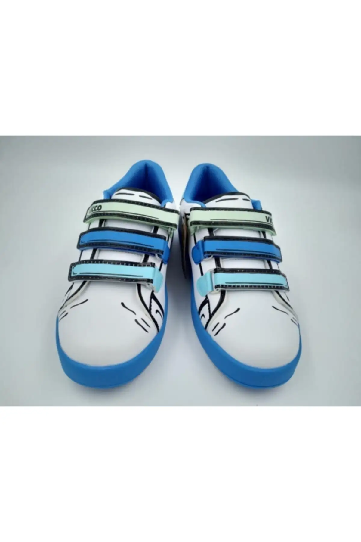 کفش پسرانه ورزشی نقره‌ای آبی و سفیدی پیکاسو برند Vicco - 8294