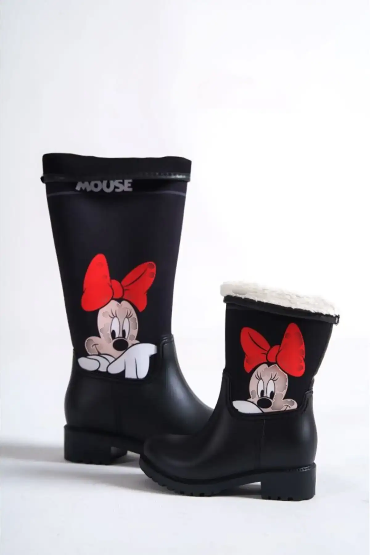 بوت بچگانه چکمههای بارانی ضدآب پشمالو با طرح مینی موس برای ست دخترانه برند Sea&Blue - 7635 بوت بچگانه چکمههای بارانی ضدآب پشمالو با طرح مینی موس برای ست دخترانه برند Sea&Blue - 7635