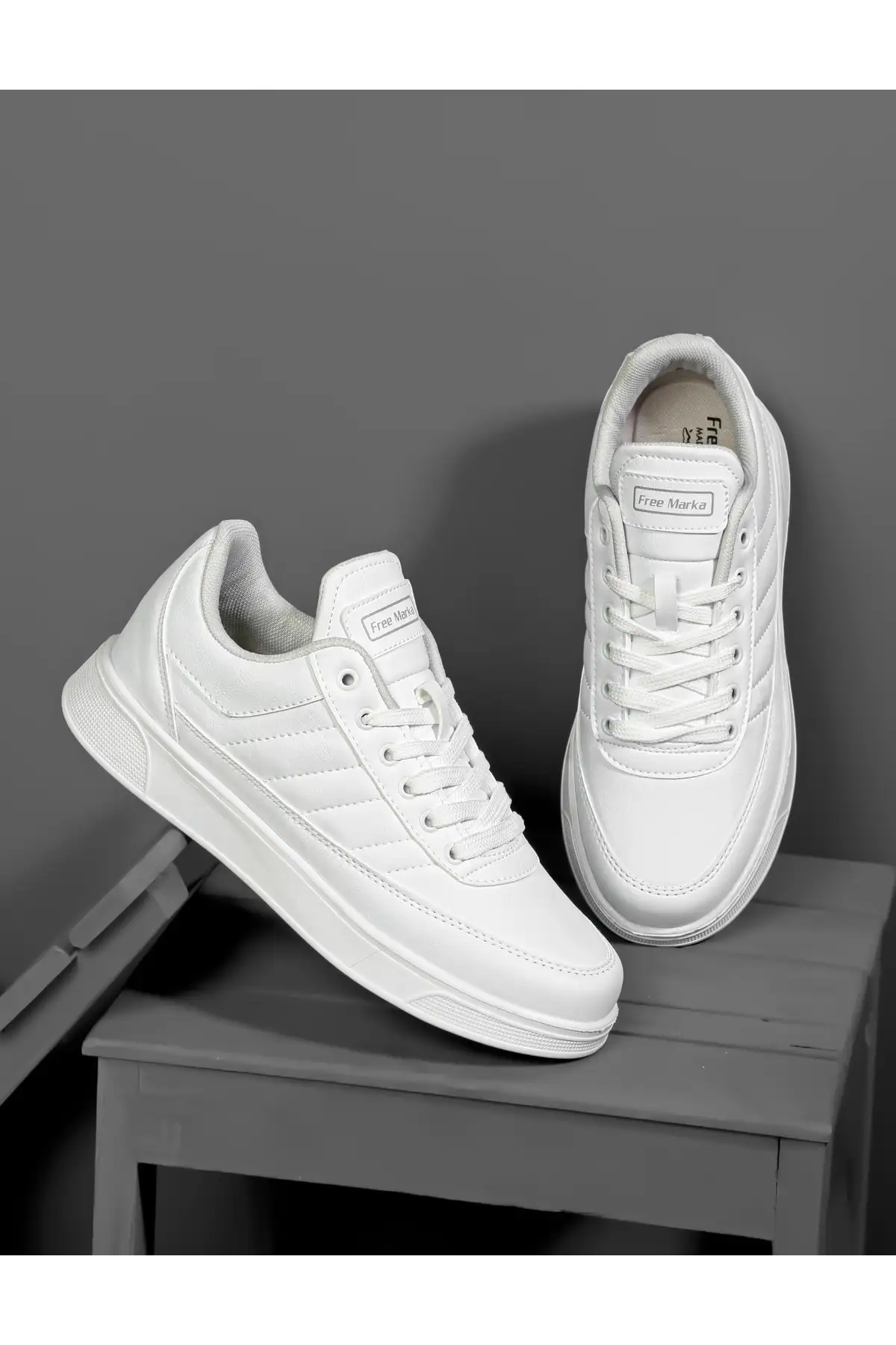 کفش اسپرت مردانه  ورزشی  سفید روزمره با بند و راحتی ارتوپدی برند FREE MARKA - 7731 کفش اسپرت مردانه ورزشی سفید روزمره با بند و راحتی ارتوپدی برند FREE MARKA - 7731