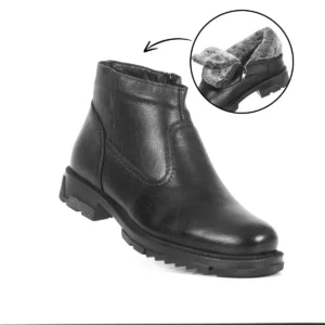 بوت مردانه چکمه زمستانی ایتالیایی زیره ضد لغزش با داخل پشمی و ضد آب از چرم طبیعی برند akix - 7589