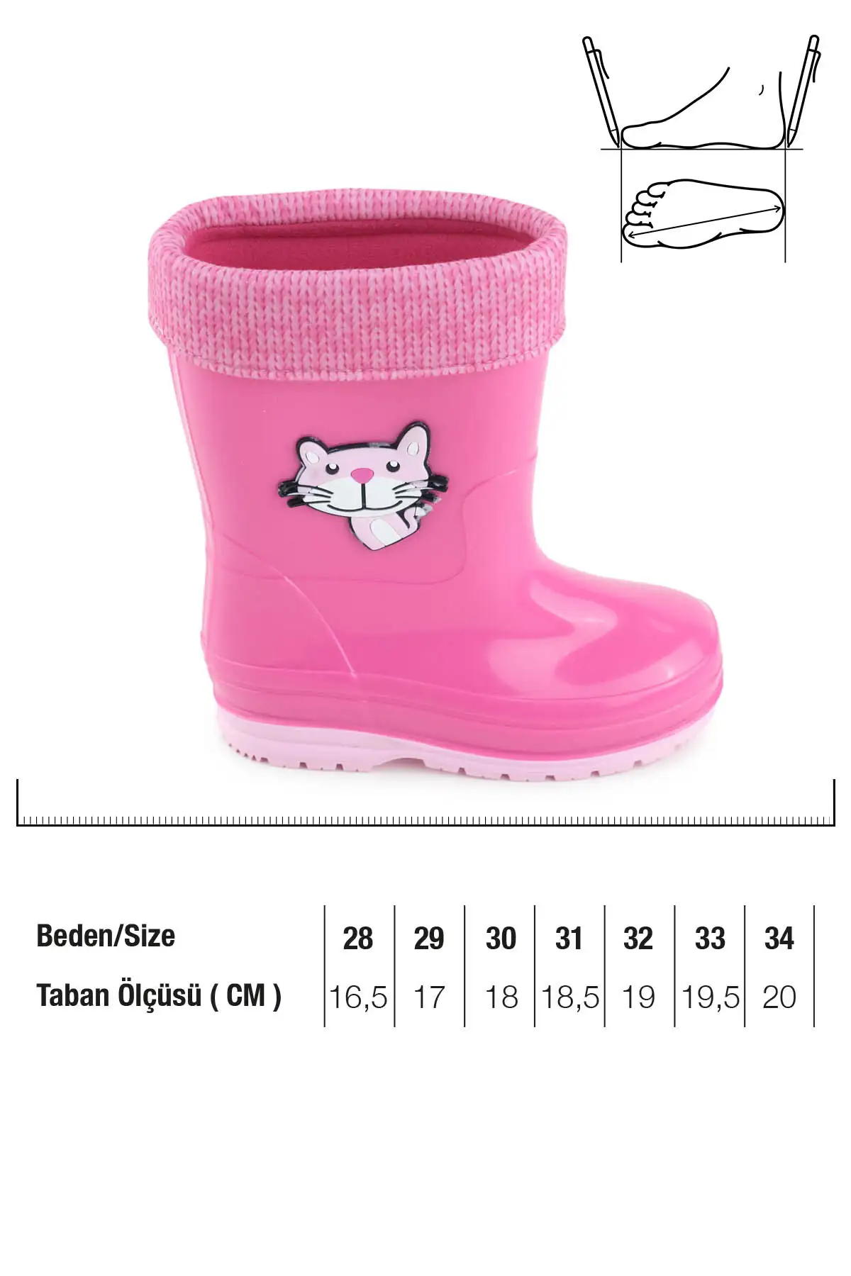 بوت بچگانه کفش بارانی ضد آب دخترانه با آستر گرم PVC زمستانی برند Gezer - 7629 بوت بچگانه کفش بارانی ضد آب دخترانه با آستر گرم PVC زمستانی برند Gezer - 7629