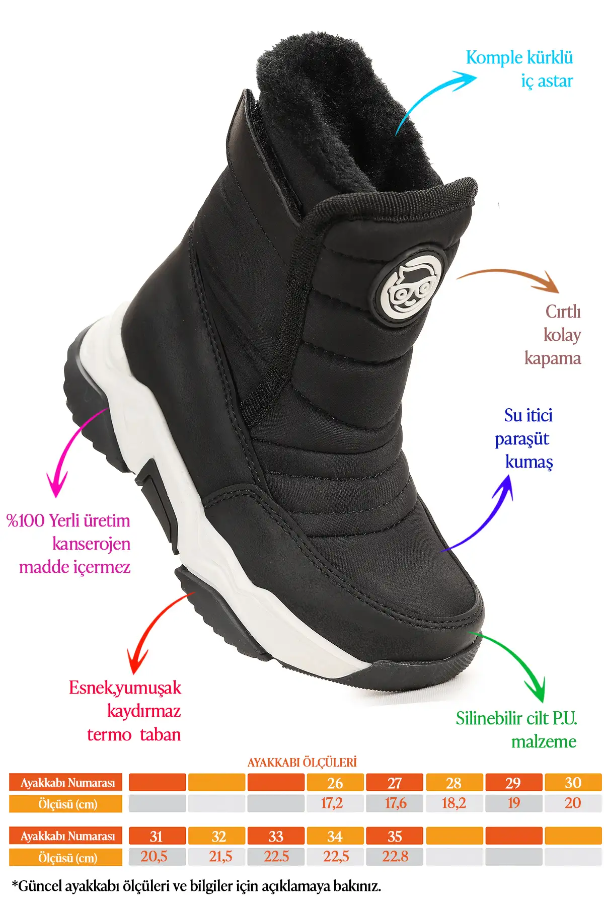 بوت بچگانه کفش برفی بچه‌گانه پسرانه موننی با بند چسبی برند Kiko Kids - 7618