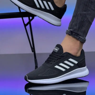 کفش کتانی زنانه ورزشی روزمره مشکی و سفید ضد آب با بندهای چهارگانه مدل WSB4116 برند Weynes - 7942