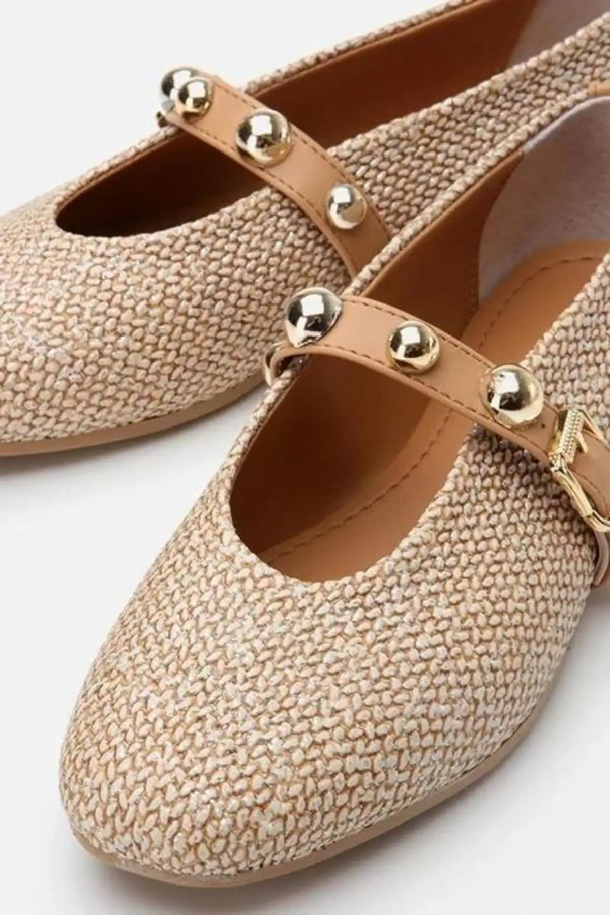 کفش تخت زنانه بابت  بژ با جزئیات حصیری برند Yaya by Hotiç - 8316 کفش تخت زنانه بابت بژ با جزئیات حصیری برند Yaya by Hotiç - 8316