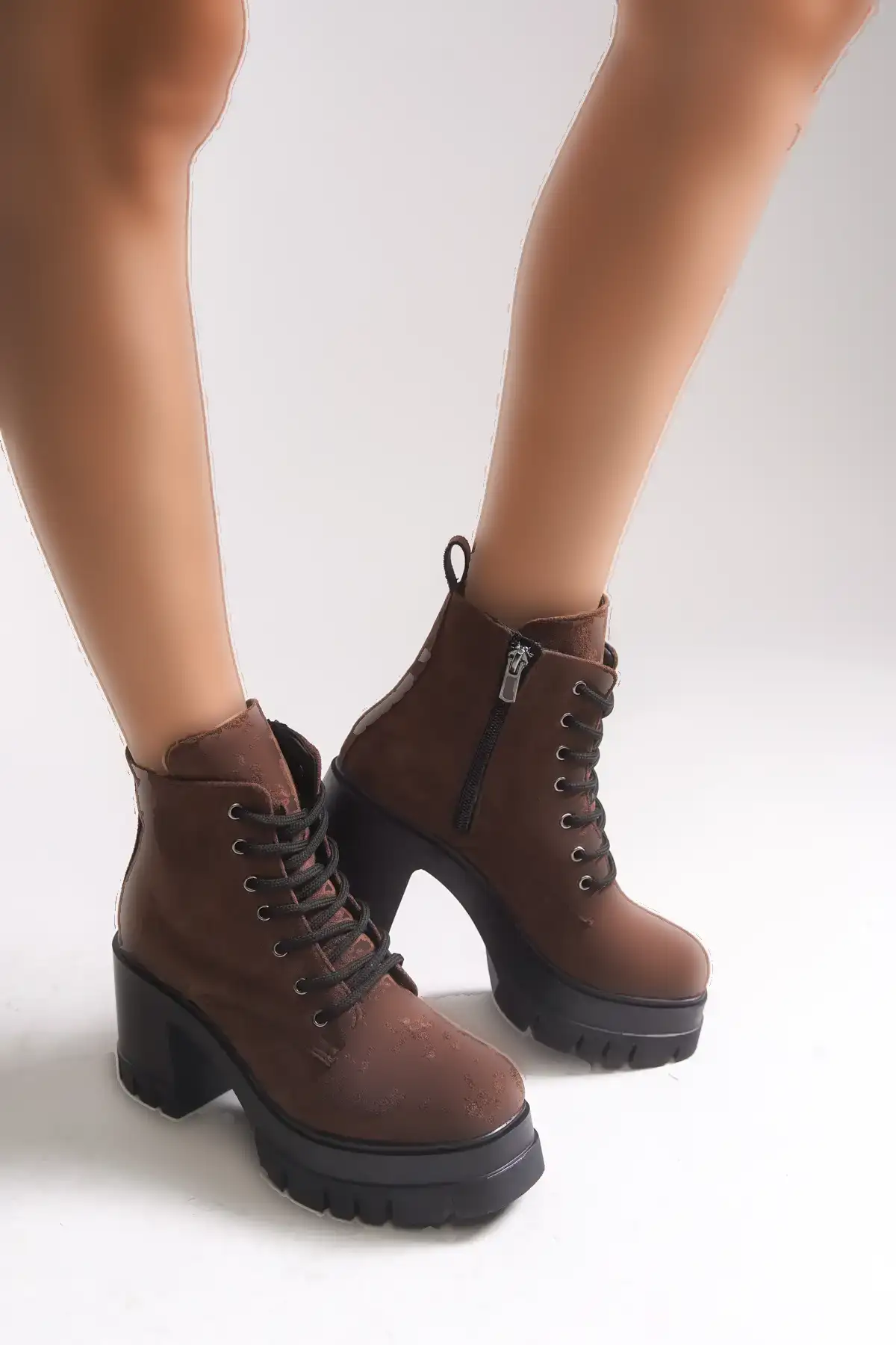 بوت و نیم‌ بوت زنانه نانر پاشنه‌دار 0012504 قهه‌ای سئدی برند Riccon - 7760