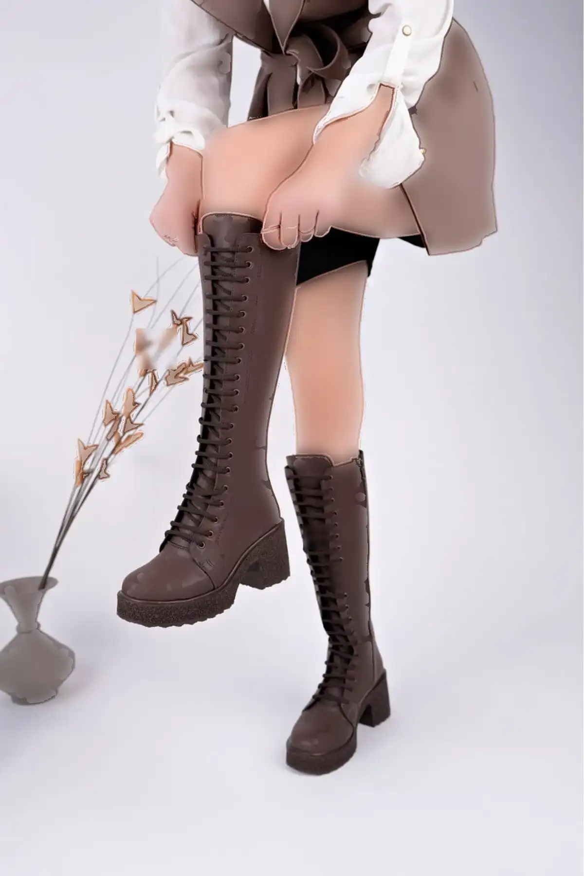 بوت و نیم بوت زنانه چکمهی پستی  با پاشنه زیر زان برند BAHRİNA - 8119 بوت و نیم بوت زنانه چکمهی پستی با پاشنه زیر زان برند BAHRİNA - 8119