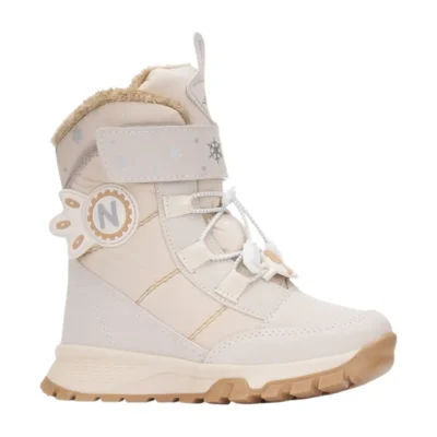 بوت بچگانه چکمه‌های فندقی پشمی ضدآب زمستانی با زیره غیر لغزنده برای دختران بچه برند QUNDIR - 7931