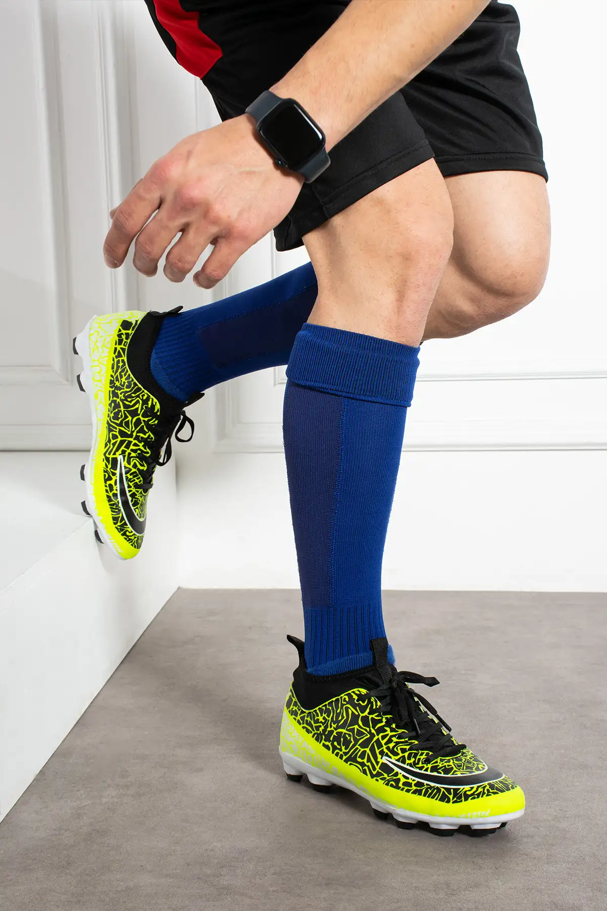 کفش اسپرت مردانه فوتبال مروارید با جوراب مچ‌دار سبز و سیاه برند lord's ayakkabı - 7730