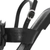کفش صندل زنانه Sandalet مشکی با جزئیات گل‌دار 25SFE401218 برند Derimod - 8277