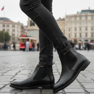 بوت مردانه مدل چلسی روزمره چرمی اصل با قابلیت مقاومت در برابر آب و سرما و دارای کفی ارتوپدیک کاملاً اندازه. برند Zegeshoes - 8342