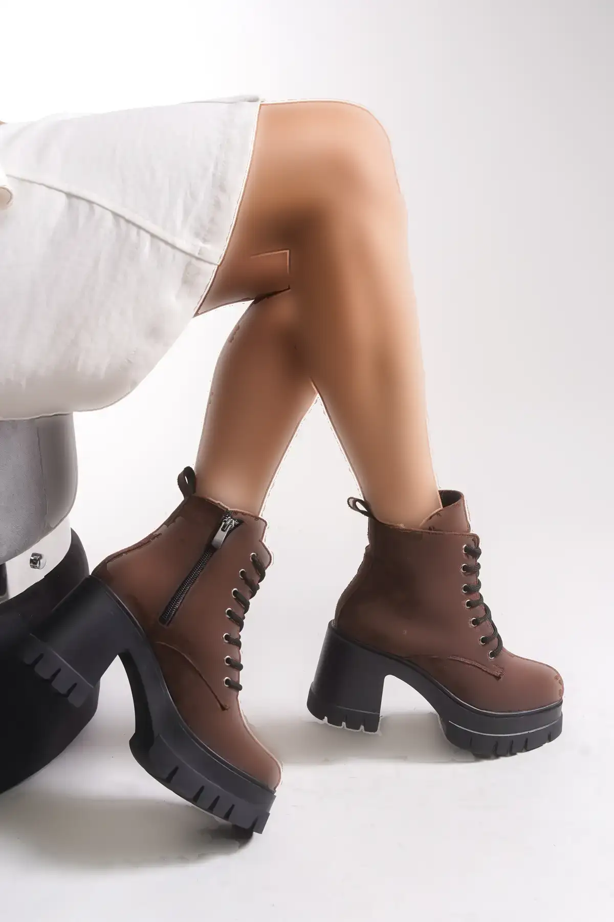 بوت و نیم‌ بوت زنانه نانر پاشنه‌دار 0012504 قهه‌ای سئدی برند Riccon - 7760