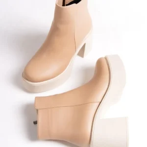 بوت و نیم‌ بوت زنانه پلتفرم کالن مات با رنگ تن هنسز برند Modabuymus - 7799